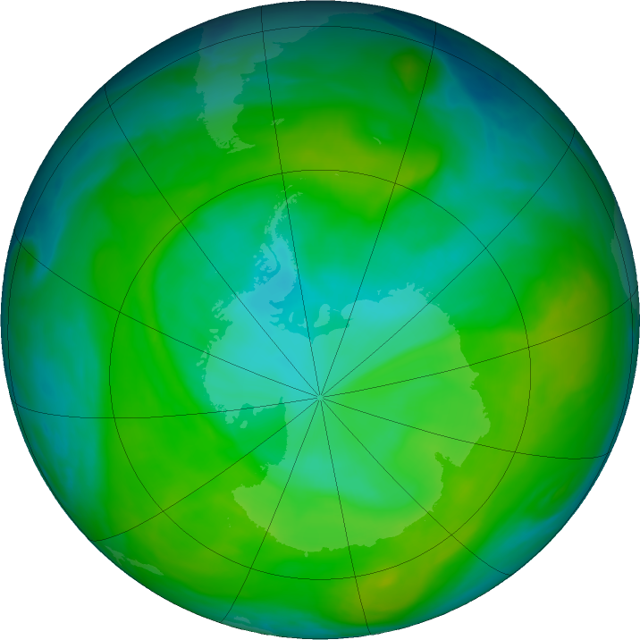 Antarctic ozone map for 12 December 2017